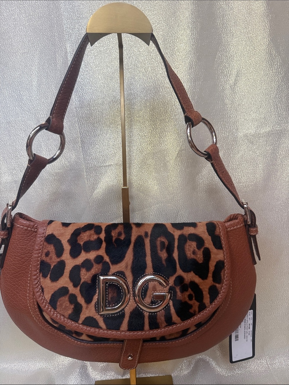 Dolce and Gabbana Borsa Spalla Pony Leo Stampa Leopardo